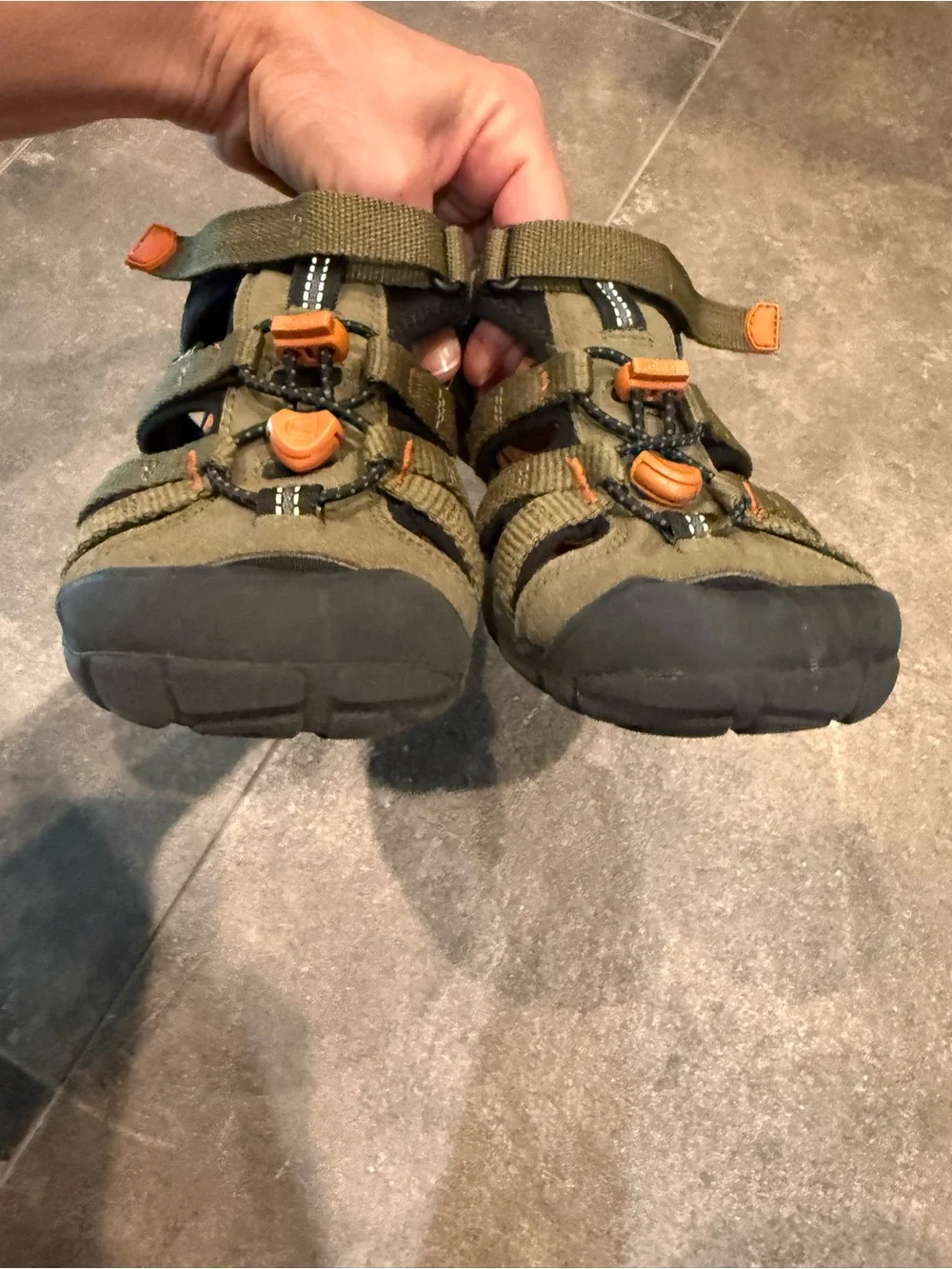 Keen Kids Olive Green and Orange Closed-Toe Sport Sandals